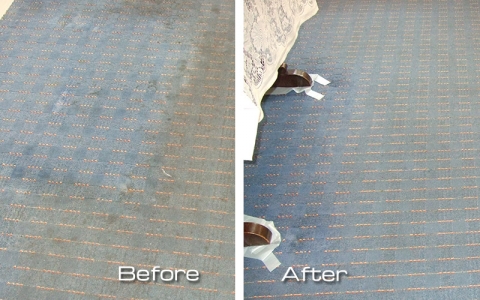 A greasy, dirty kitchen carpet brought back to life