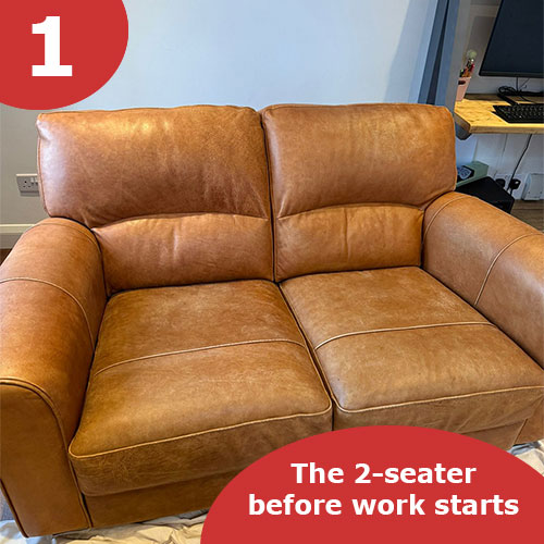 Tan to Espresso leather sofa project