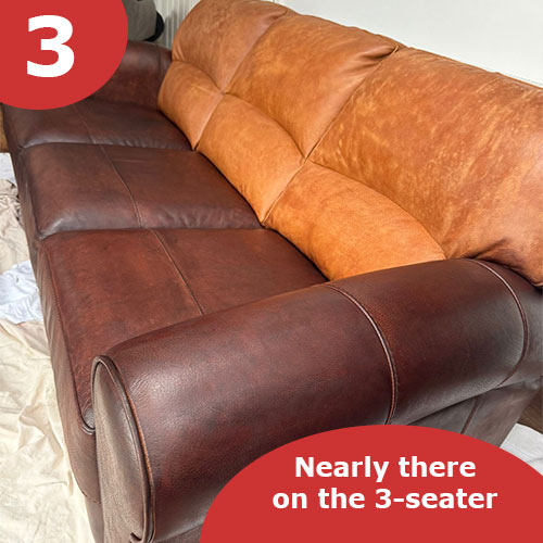 Tan to Espresso leather sofa project