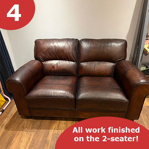 Tan to Espresso leather sofa project